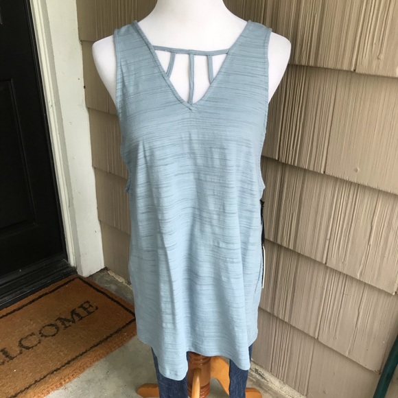 NWT Doe&Rae dusty blue tank w/criss criss details - Picture 1 of 4